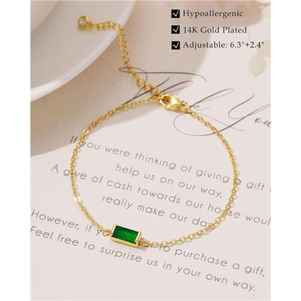 14k Gold Plated Bracelet Stack Stackable Blue Gre… - image 3